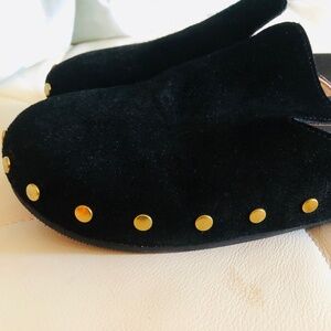 Brand New J Crew Suede Slip-On Mules with Gold Stud